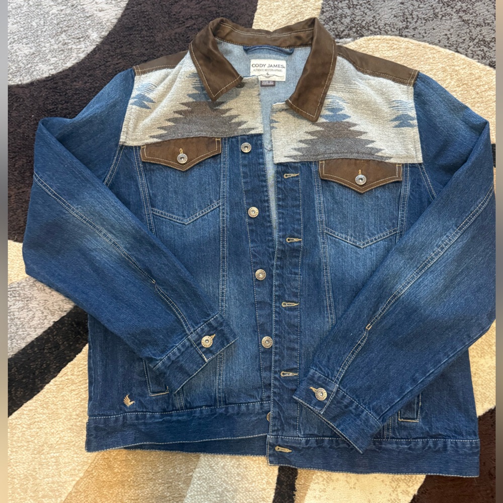Wrangler Blue Denim Jacket with Brown Accents